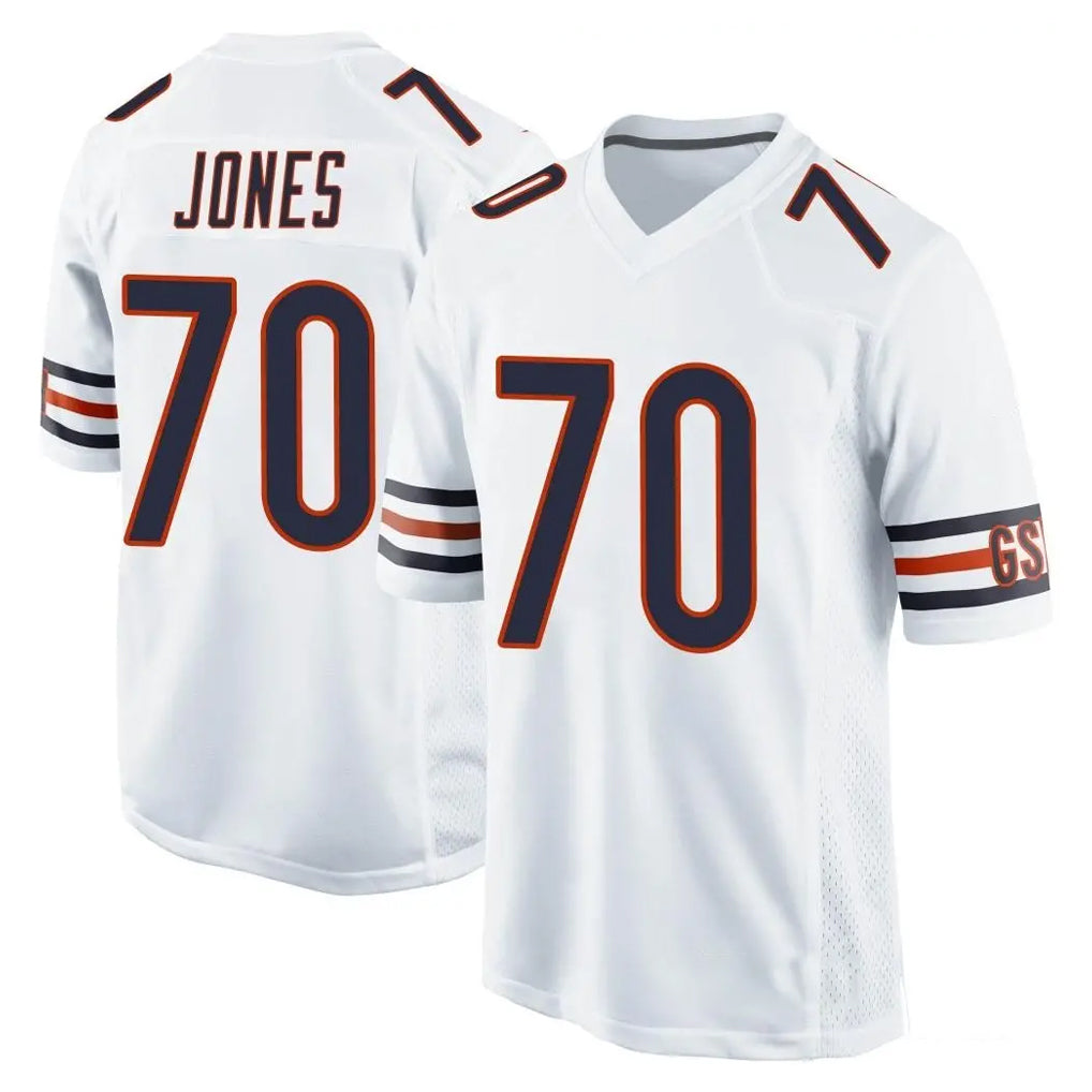 C.Bears #70 Braxton Jones Player White Home Game STECN Stitched Jerseys