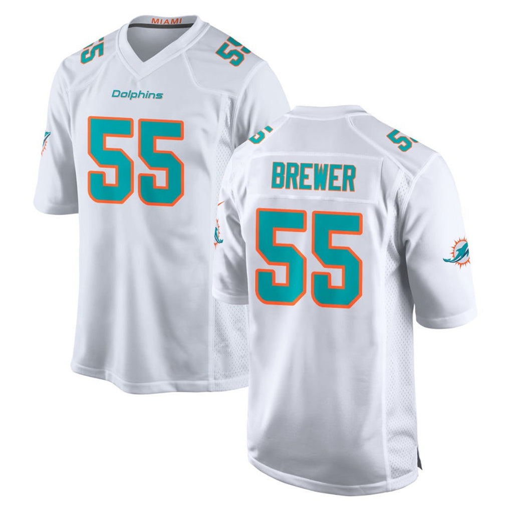 M.Dolphins #55 Aaron Brewer Player White Limited Home Game STECN Stitched Jerseys