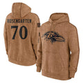 B.Ravens #70 Roger Rosengarten Player Brown Salute to Service Pullover Hoodie STECN Stitched Jerseys