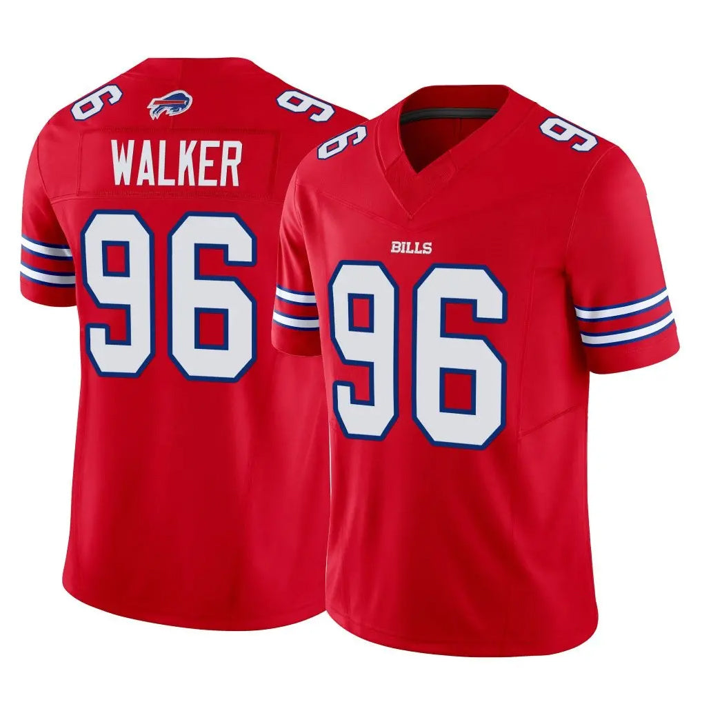 B.Bills #96 Deone Walker Player Red Vapor F.U.S.E. Jersey Limited Home Game STECN Stitched Jerseys