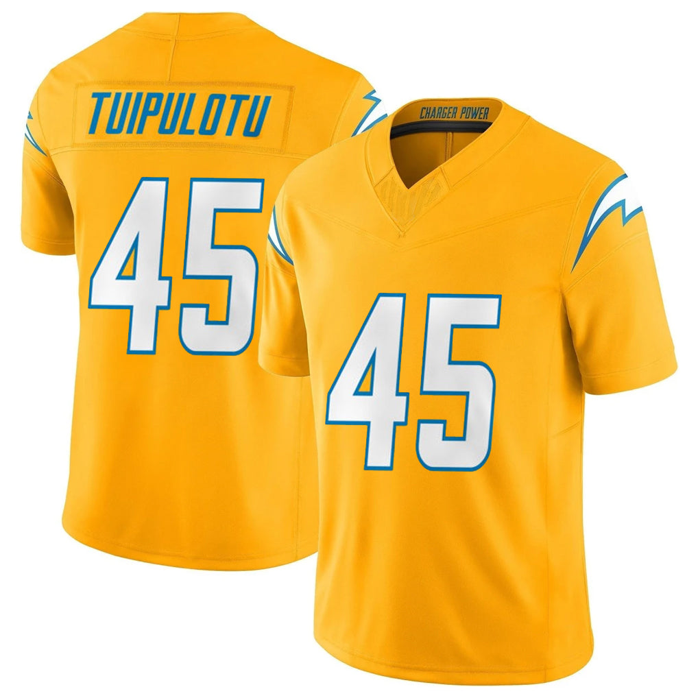 LA.Chargers #45 Tuli Tuipulotu Player Gold Limited Vapor F.U.S.E. Home Game STECN Stitched Jerseys
