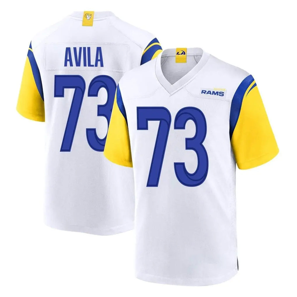 LA.Rams #73 Steve Avila Player White Home Game STECN Stitched Jerseys