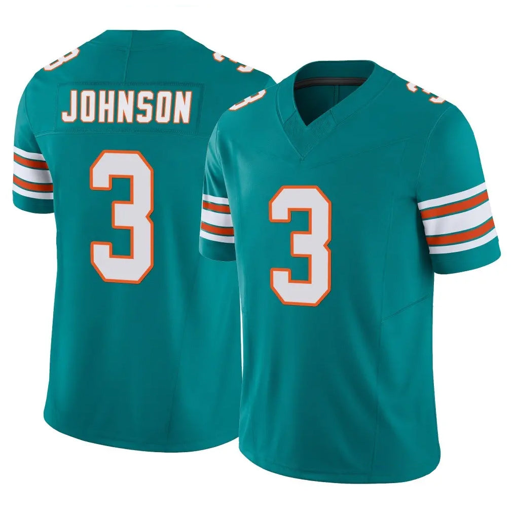 M.Dolphins #3 Chris Johnson Player Aqua Limited Alternate Vapor F.U.S.E. Home Game STECN Stitched Jerseys