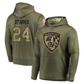 B.Ravens #24 Malaki Starks Player Olive Salute to Service Pullover Hoodie STECN Stitched Jerseys