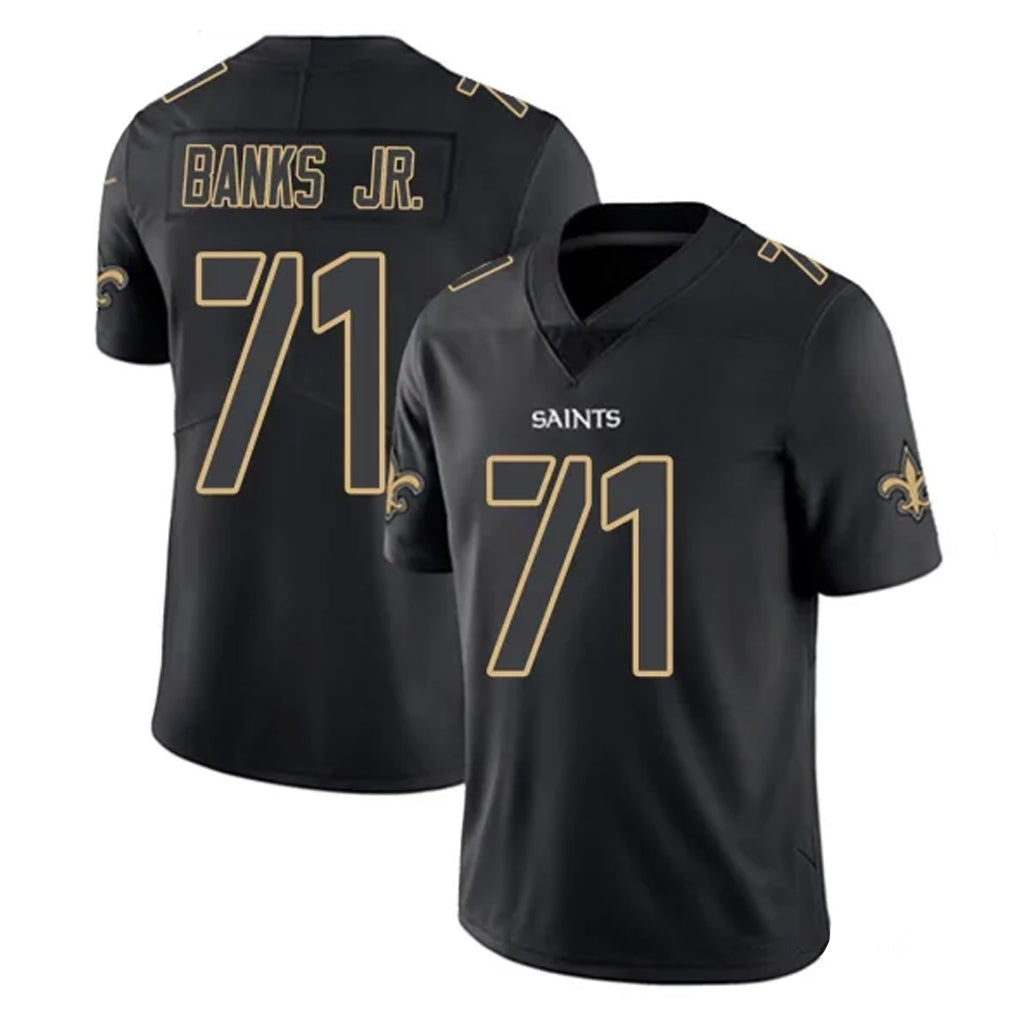 NO.Saints #71 Kelvin Banks Jr. Player Black Impact Limited Home Game STECN Stitched Jerseys