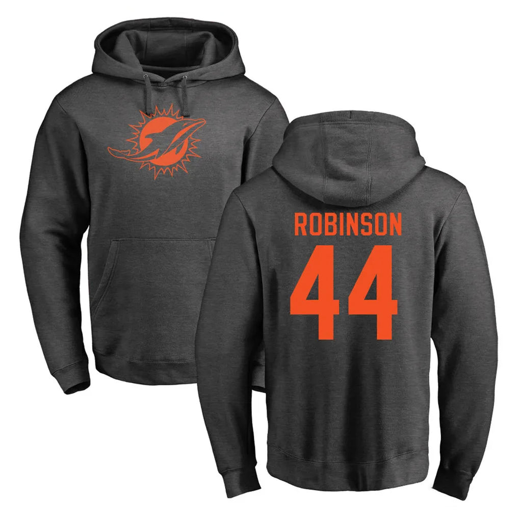 M.Dolphins #44 Chop Robinson Player Darkgray Pullover Hoodies Limited STECN Stitched Jerseys