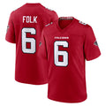 A.Falcons #6 Nick Folk Player Red Team Color Home Game STECN Stitched Jerseys