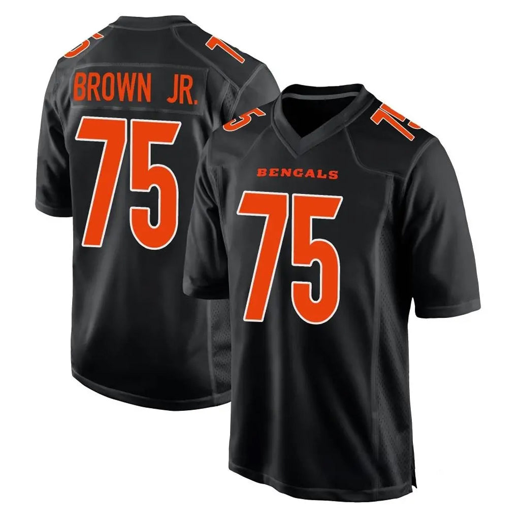 C.Bengals #75 Orlando Brown Jr. Player Black Fashion Game STECN Stitched Jerseys