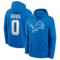 D.Lions #0 Jahmyr Gibbs Player Blue Salute to Service Pullover Hoodies Limited STECN Stitched Jerseys
