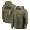 M.Vikings #18 Justin Jefferson Player Olive Salute to Service Pullover Hoodies Home Game STECN Stitched Jerseys