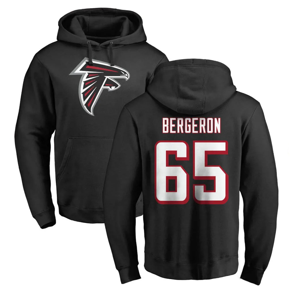 A.Falcons #65 Matthew Bergeron Player Black LOGO Pullover Hoodies Home Game STECN Stitched Jerseys