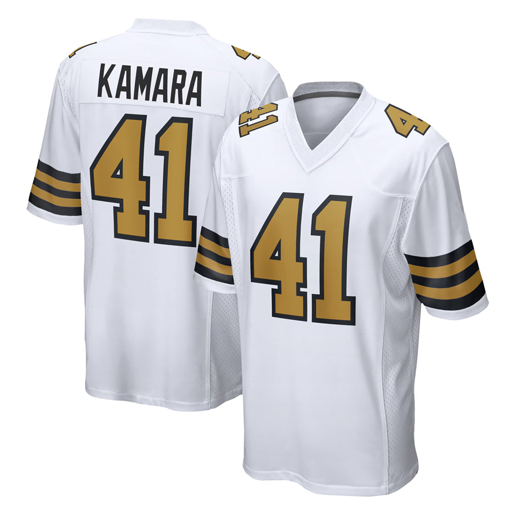 NO.Saints #41 Alvin Kamara Player White Alternate Home Game STECN Stitched Jerseys