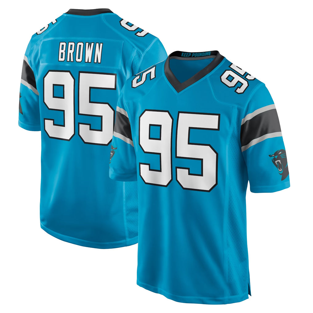 C.Panthers #95 Derrick Brown Player Blue Game STECN Stitched Jerseys