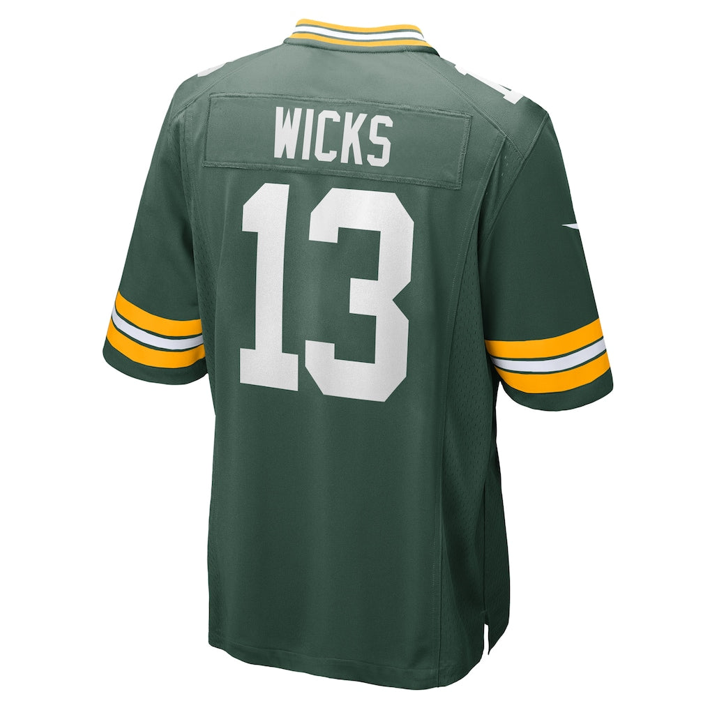 STECN GB.Packers #13 Dontayvion Wicks Green Game Jersey