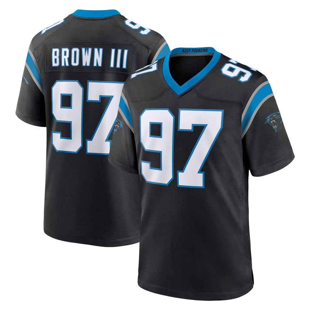C.Panthers #97 Bobby Brown III Player Black Limited Home Game STECN Stitched Jerseys