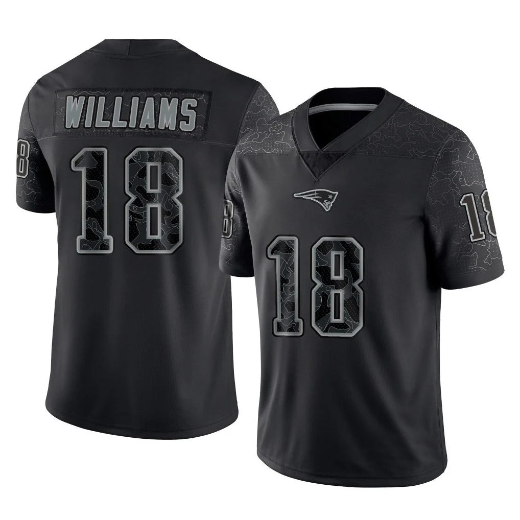 NE.Patriots #18 Kyle Williams Player Black Reflective LImited Home Game STECN Stitched Jerseys