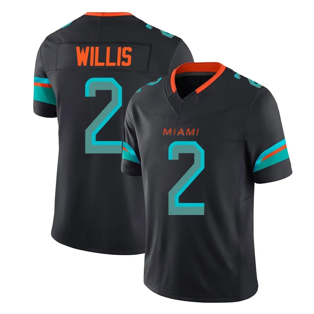 M.Dolphins #2 Malik Willis Player Black Limited Pitch Rivalries Collection Home Game STECN Stitched Jerseys