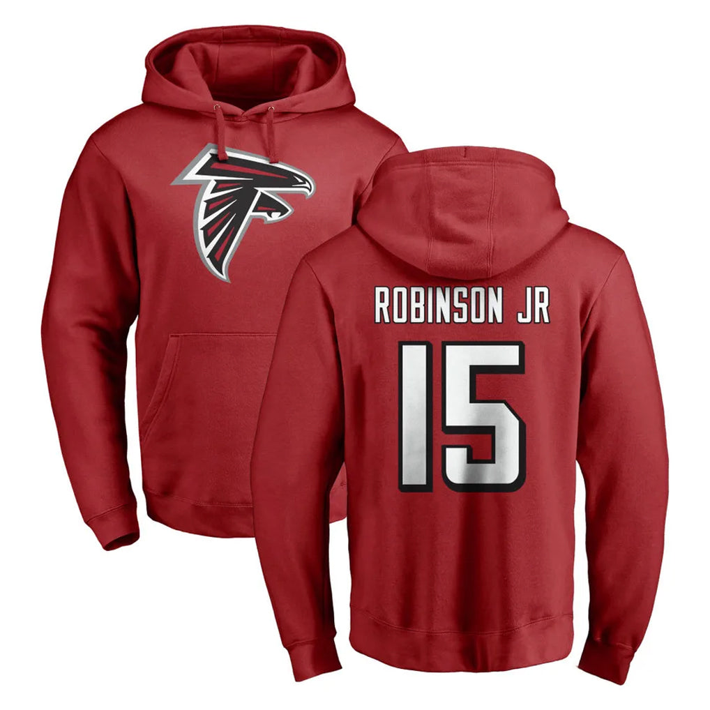 A.Falcons #15 Brian Robinson Player Red Pullover Hoodies Home Game STECN Stitched Jerseys