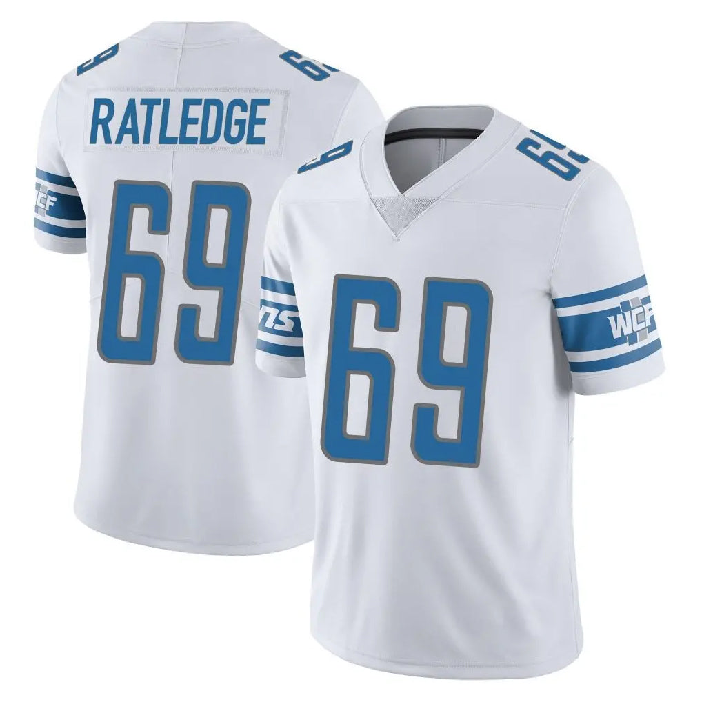 D.Lions #69 Tate Ratledge Player White Limited Vapor Untouchable Home Game STECN Stitched Jerseys