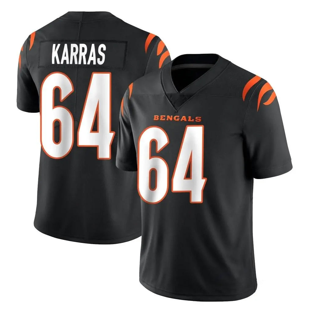 C.Bengals #64 Ted Karras Player Black Vapor Untouchable Limited Home Game STECN Stitched Jerseys