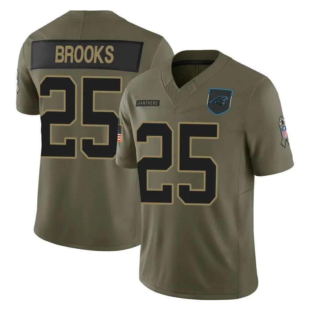 C.Panthers #25 Jonathon Brooks Player Olive 2025 Salute to Service Limited Game STECN Stitched Jerseys