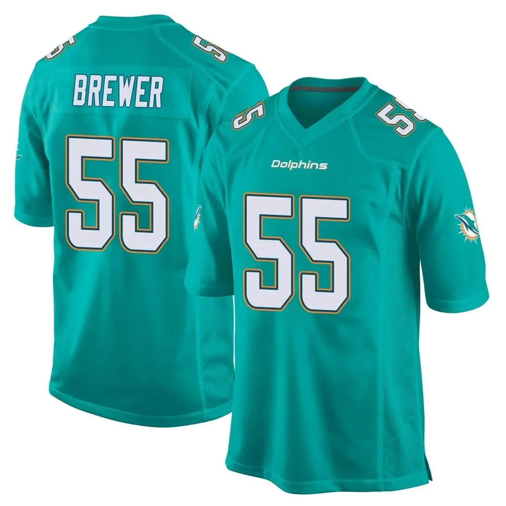 M.Dolphins #55 Aaron Brewer Player Aqua Team Color Home Game STECN Stitched Jerseys