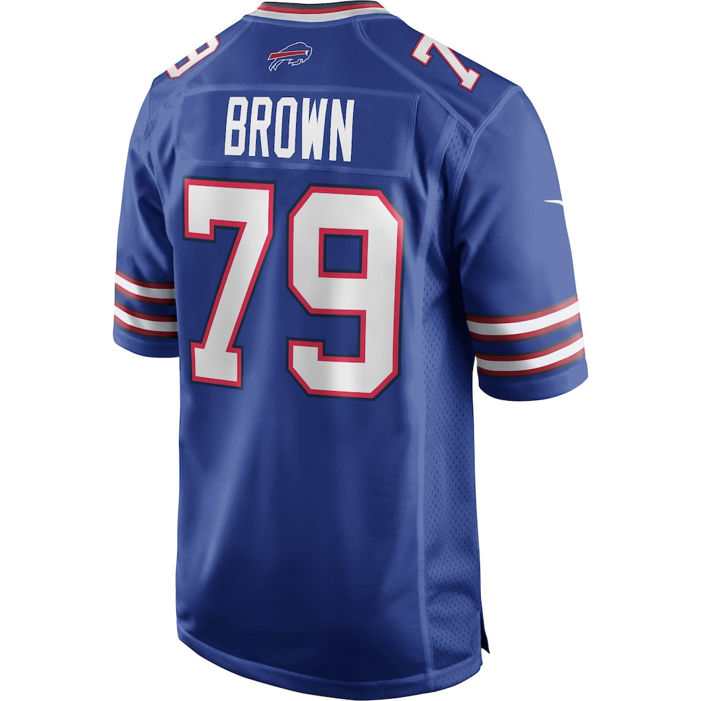 STECN B.Bills #79 Ruben Brown Royal Game Retired Player Jersey
