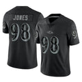 B.Ravens #98 Travis Jones Player Black REFLECTIVE Limited STECN Stitched Jerseys