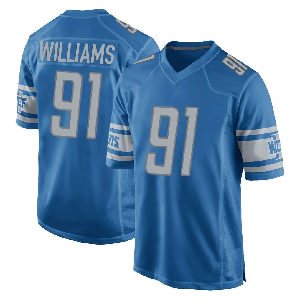 D.Lions #91 Tyleik Williams Player Blue Home Game STECN Stitched Jerseys