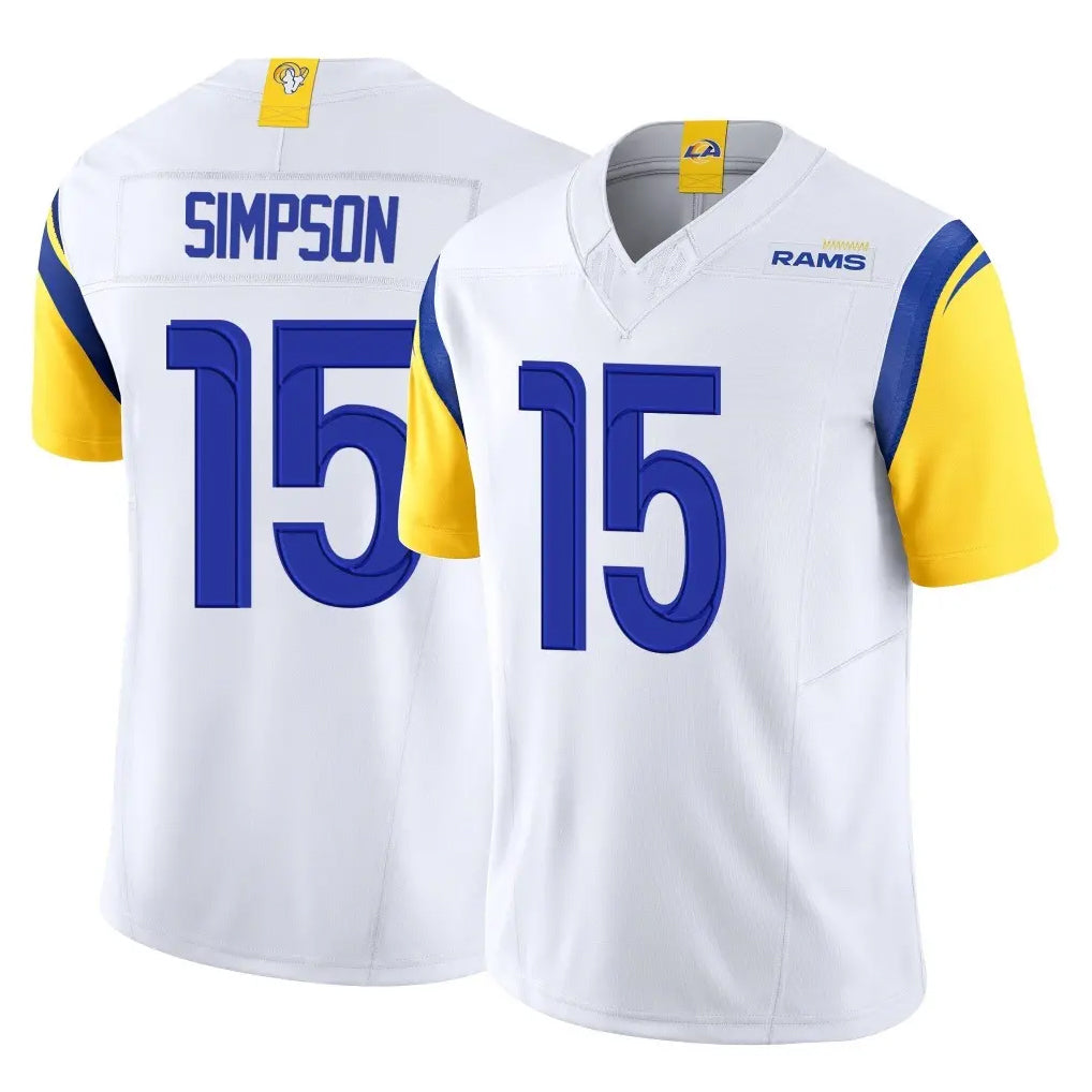 LA.Rams #15 Ty Simpson Player White Limited Vapor F.U.S.E. Home Game STECN Stitched Jerseys