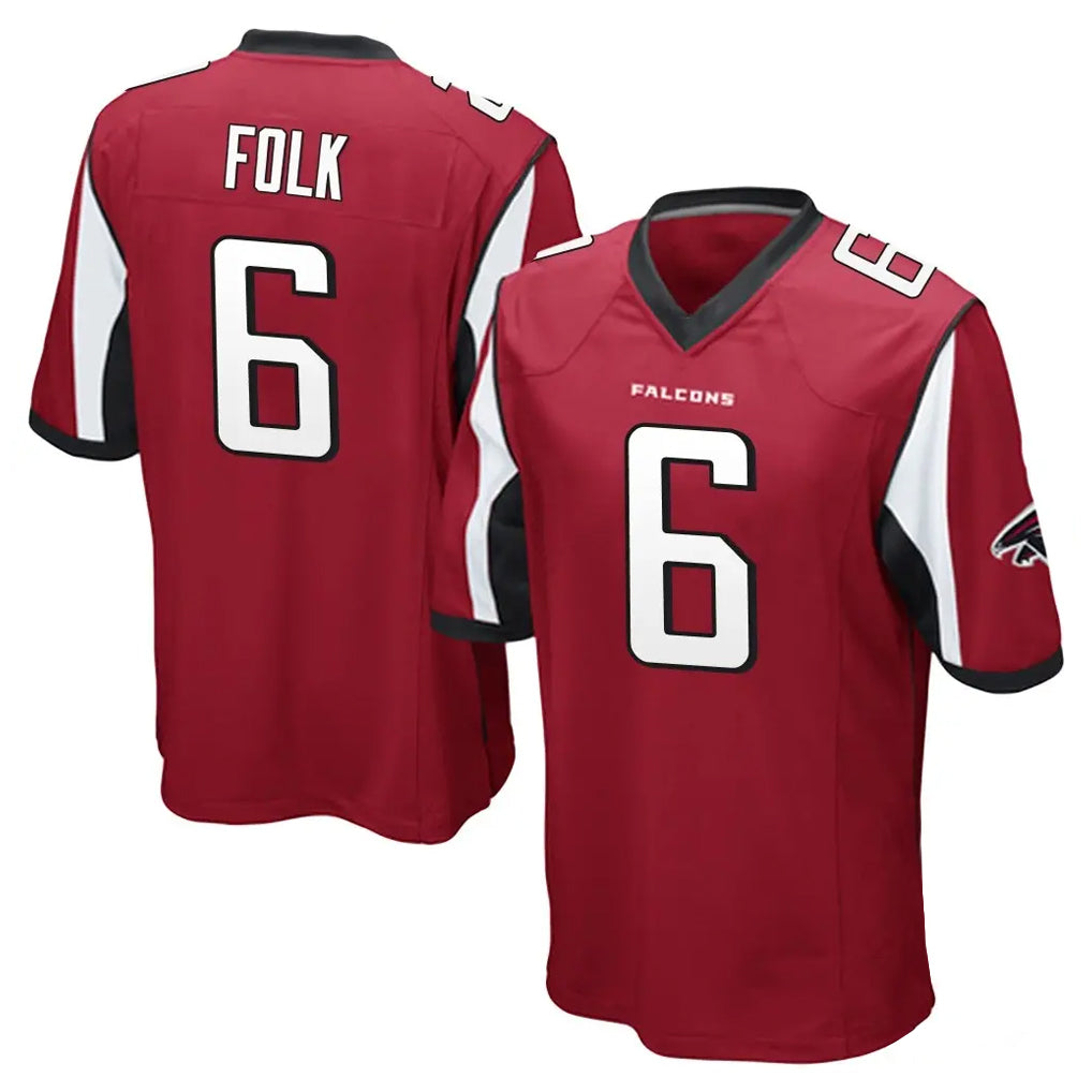 A.Falcons #6 Nick Folk Player Red Color Vapor Home Game STECN Stitched Jerseys
