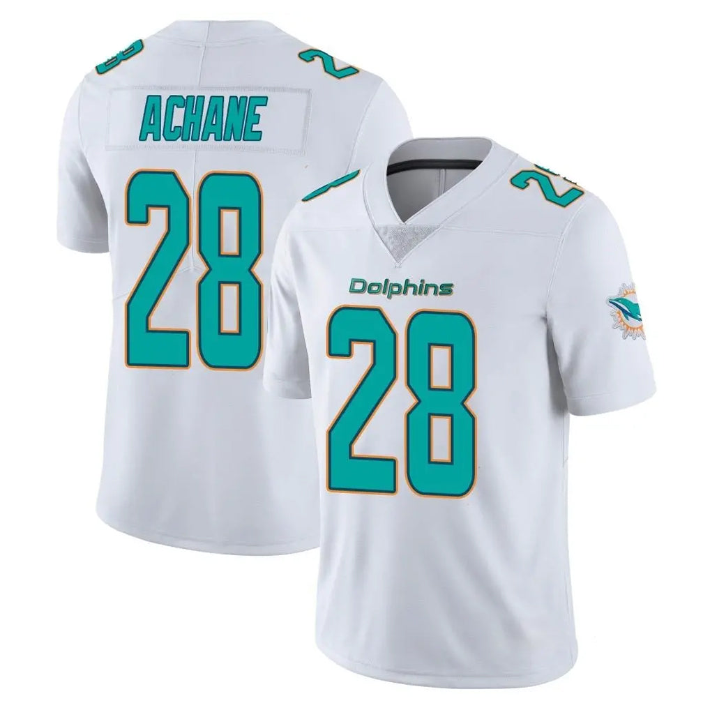 M.Dolphins #28 De'Von Achane Player White Limited Vapor Untouchable Home Game STECN Stitched Jerseys