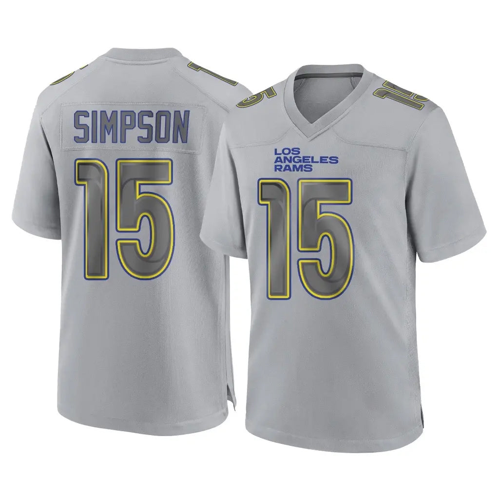 LA.Rams #15 Ty Simpson Player Gray Atmosphere Fashion Home Game STECN Stitched Jerseys