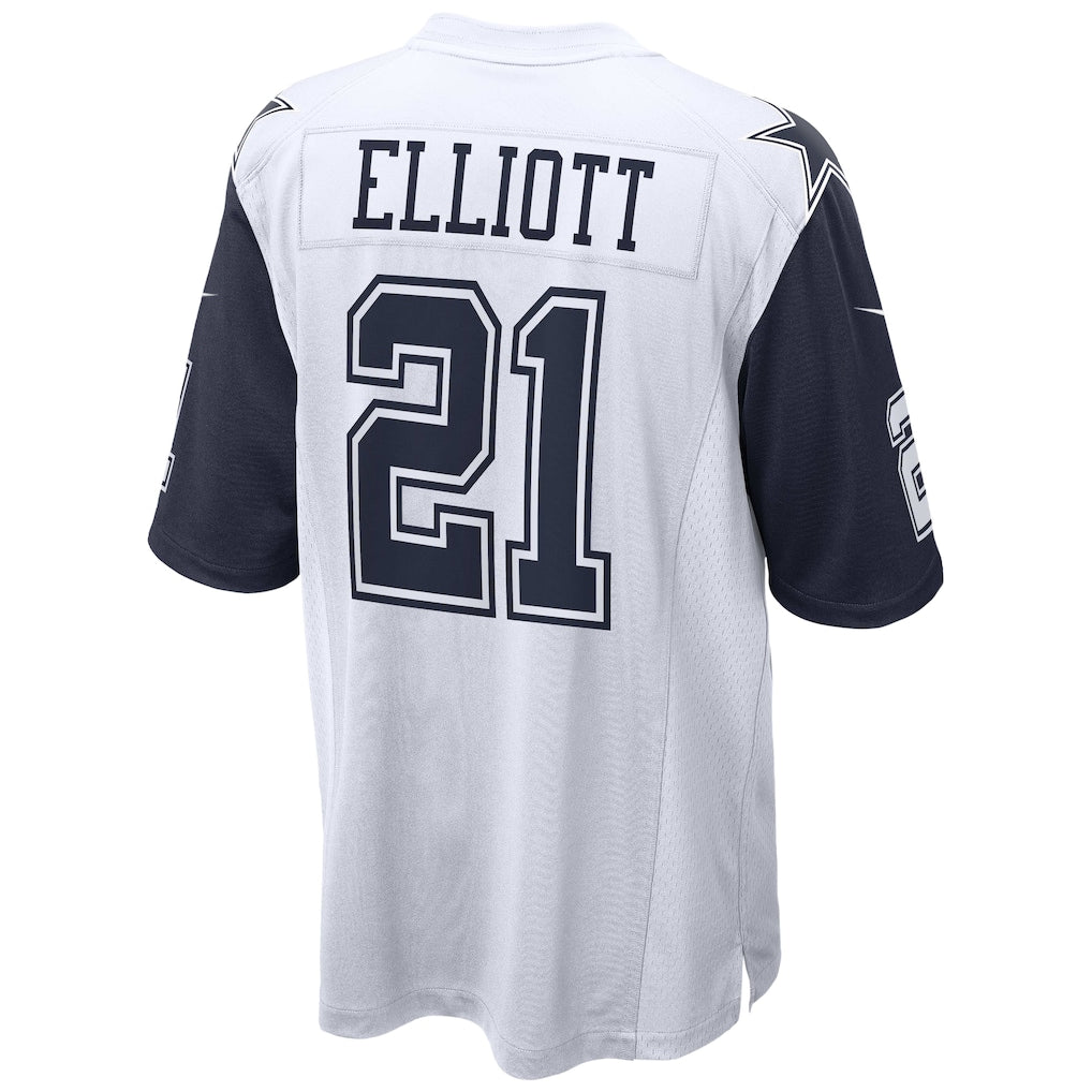 STECN D.Cowboys #21 Ezekiel Elliott White Team Game Jersey