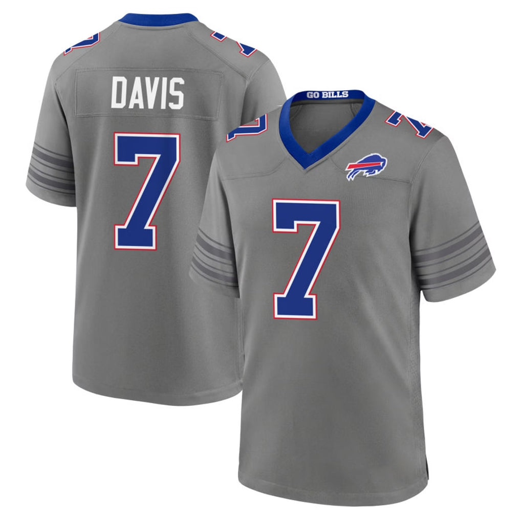 B.Bills #7 Ray Davis Player Gray Nickel City Home Game STECN Stitched Jerseys