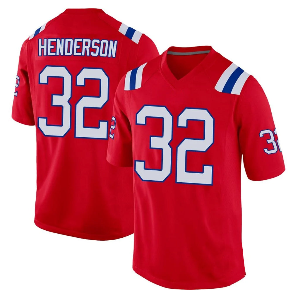 NE.Patriots #32 TreVeyon Henderson Player Red Home Game STECN Stitched Jerseys