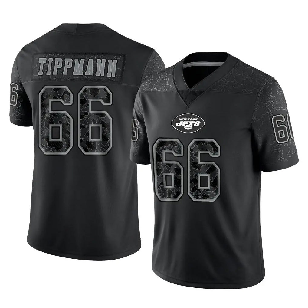 NY.Jets #66 Joe Tippmann Player Stealth Black Limited Reflective Home Game STECN Stitched Jerseys