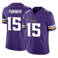 M.Vikings #15 Dallas Turner Player Purple Limited Vapor F.U.S.E. Home Game STECN Stitched Jerseys