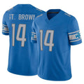 D.Lions #14 Amon-Ra St. Brown Player Blue Vapor F.U.S.E. Limited Home Game STECN Stitched Jerseys