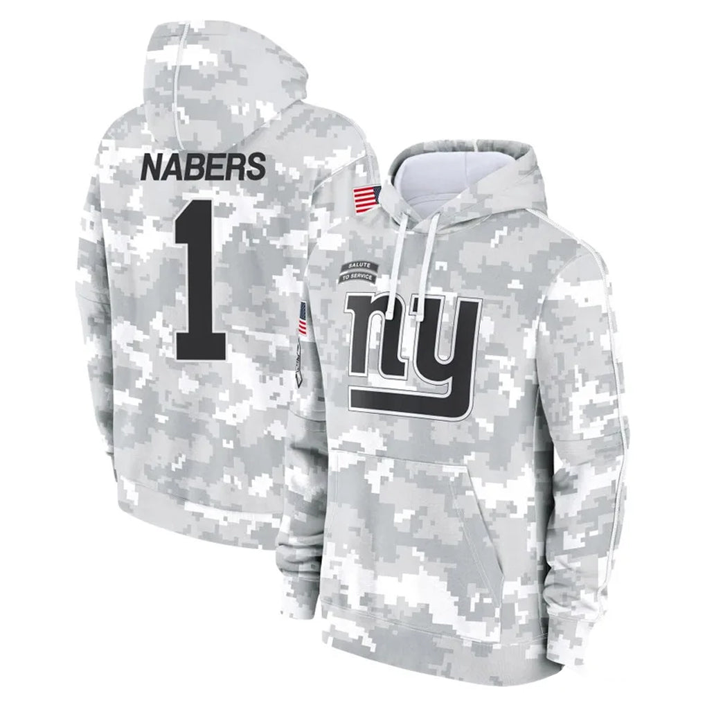 NY.Giants #1 Malik Nabers Player Arctic Camo Salute to Service Pullover Hoodies Limited Game STECN Stitched Jerseys