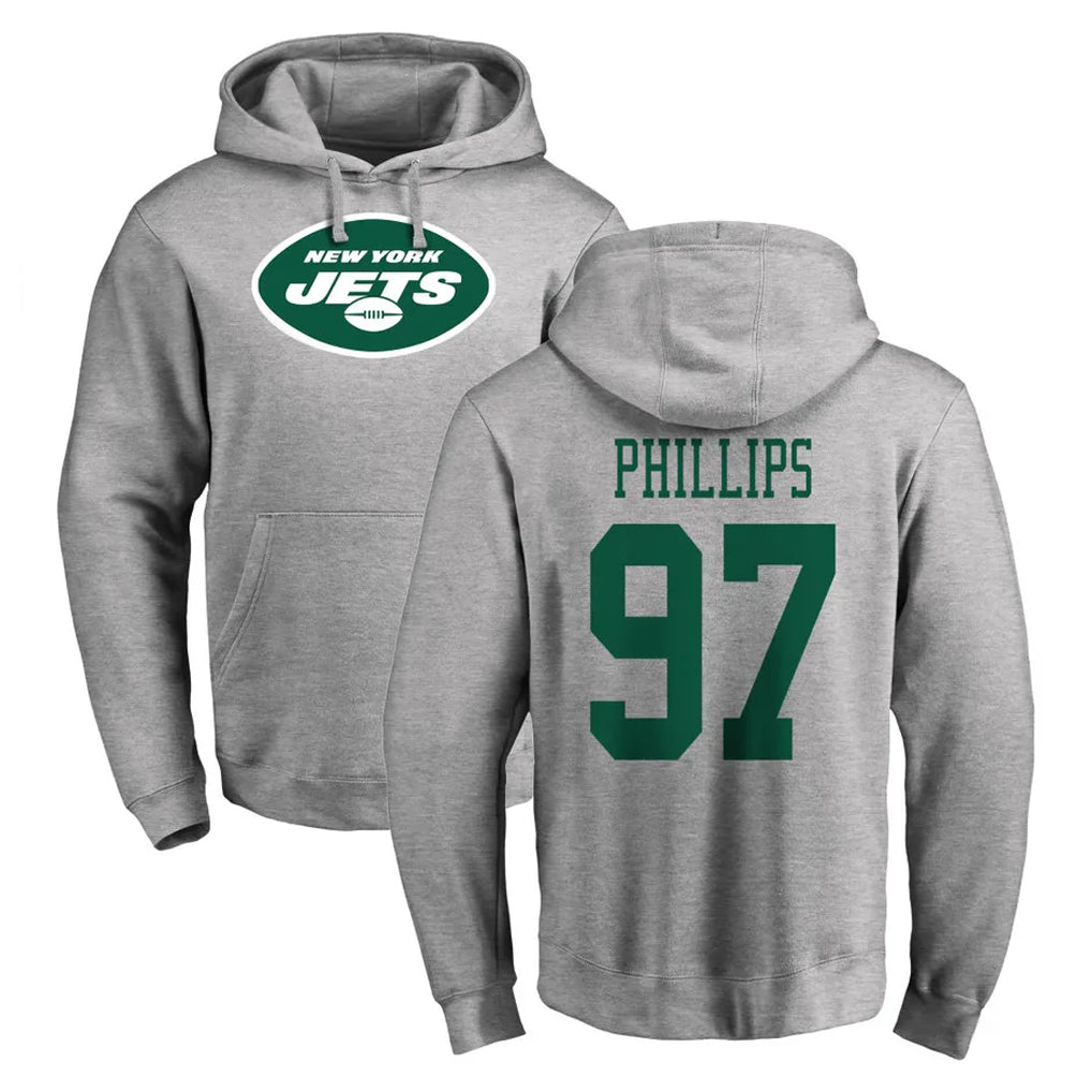NY.Jets #97 Harrison Phillips Player Gray LOGO Pullover Hoodies Limited Game STECN Stitched Jerseys