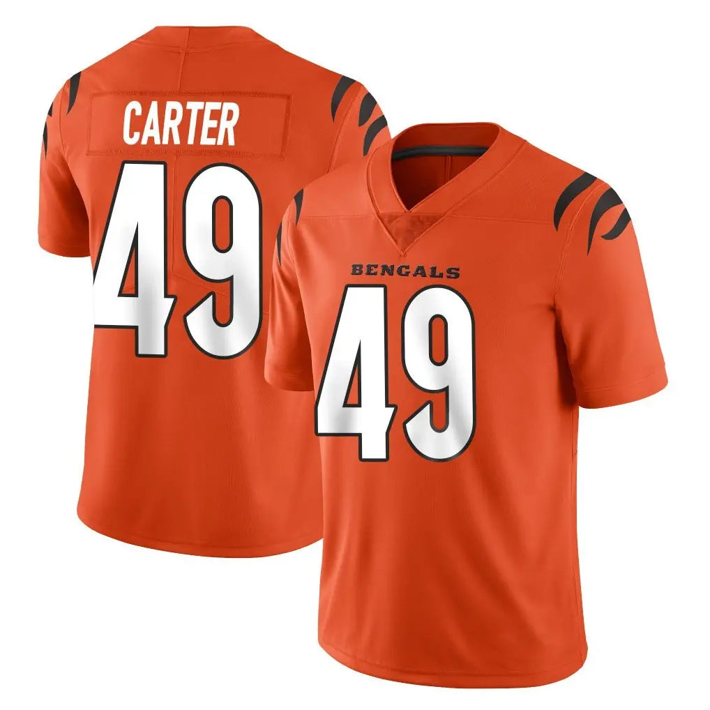 C.Bengals #49 Barrett Carter Player Orange Vapor Untouchable Limited Home Game STECN Stitched Jerseys