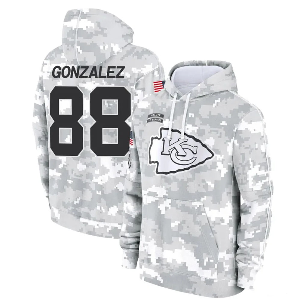 KC.Chiefs #88 Tony Gonzalez Player Arctic Camo Salute to Service Hoodies Limited Game STECN Stitched Jerseys