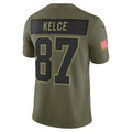STECN KC.Chiefs #87 Travis Kelce Olive 2025 Salute to Service Limited Jersey