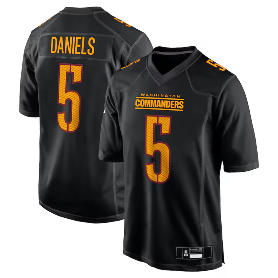 STECN #5 Jayden Daniels Player W.Commanders Carbon Black Fashion Stitched Jerseys