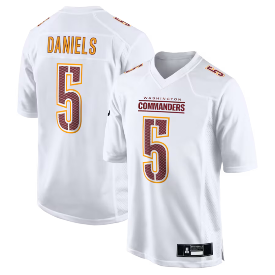 STECN #5 Jayden Daniels Player W.Commanders Tundra White Fashion Stitched Jerseys