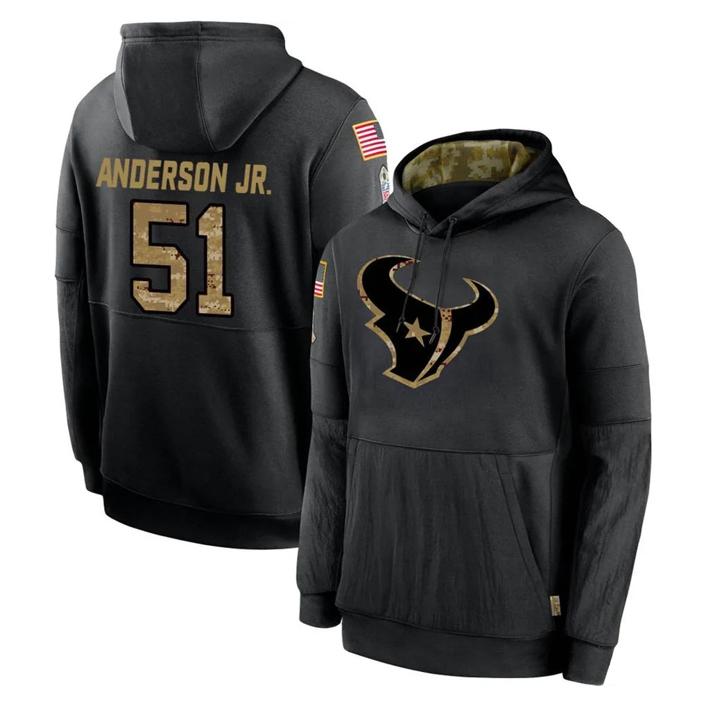 H.Texans #51 Will Anderson Jr. Player Black Salute to Service Hoodies Limited Game STECN Stitched Jerseys