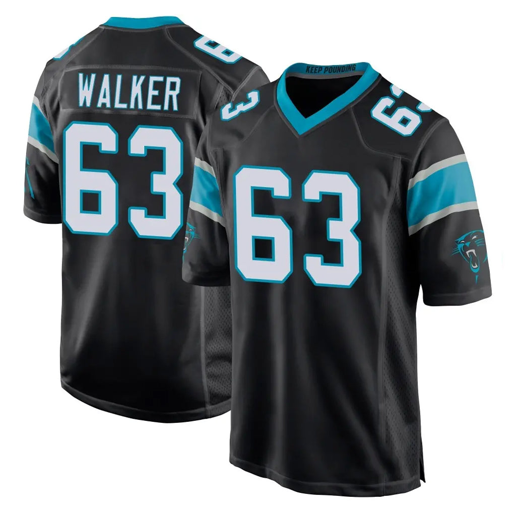 C.Panthers #63 Rasheed Walker Player Black Game STECN Stitched Jerseys