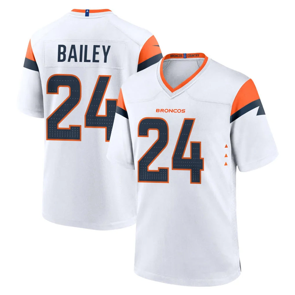 D.Broncos #24 Champ Bailey Player White Home Game STECN Stitched Jerseys