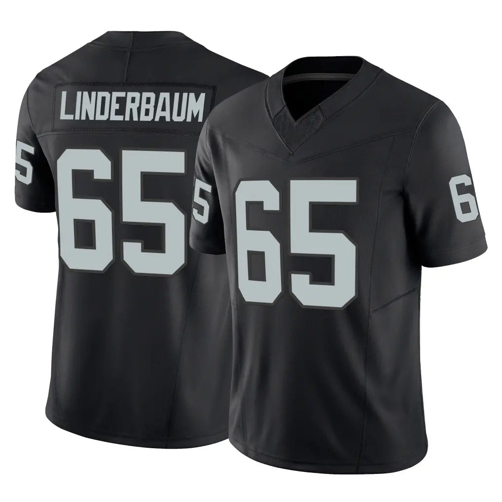 LV.Raiders #65 Tyler Linderbaum Player Black Limited Vapor F.U.S.E. Home Game STECN Stitched Jerseys